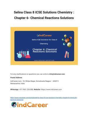 Selina Class 8 ICSE Solutions Chemistry : Chapter 6- Chemical Reactions Solutions