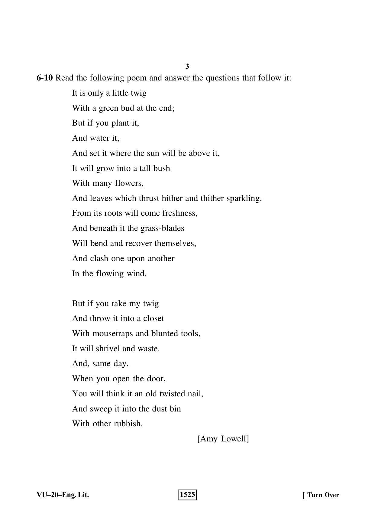 RBSE English Literature 2019 Varishtha Upadhyay Question Paper - Page 3