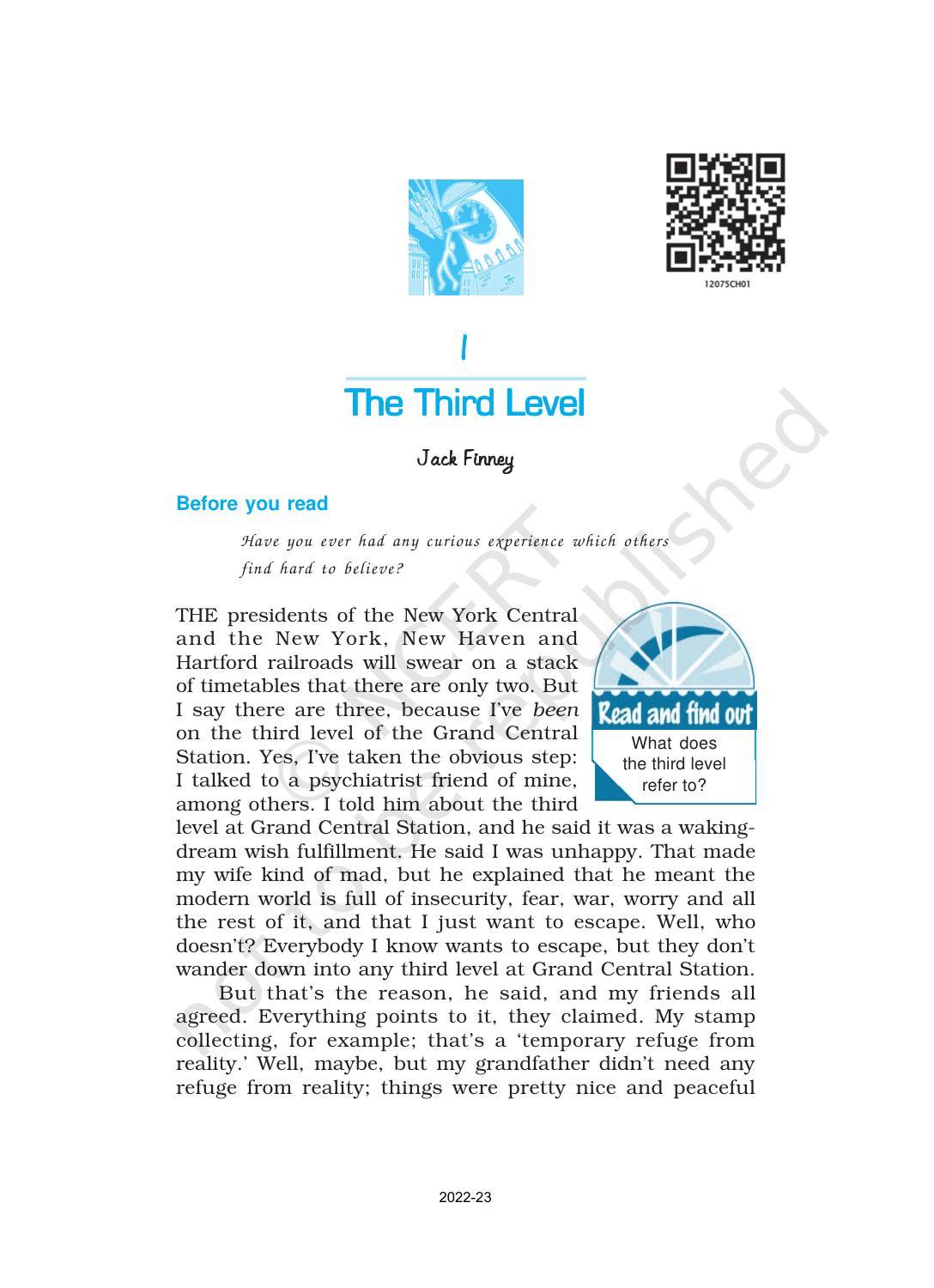 NCERT Book for Class 12 English Chapter 1 The Third Level - Page 1