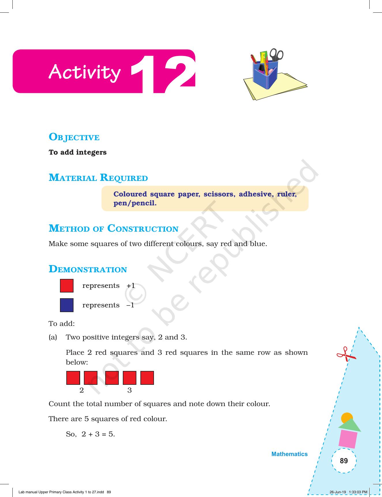 NCERT Laboratory Manuals for Class VI to VIII: Mathematics - Activities for VI to VIII (1- 27) - Page 27