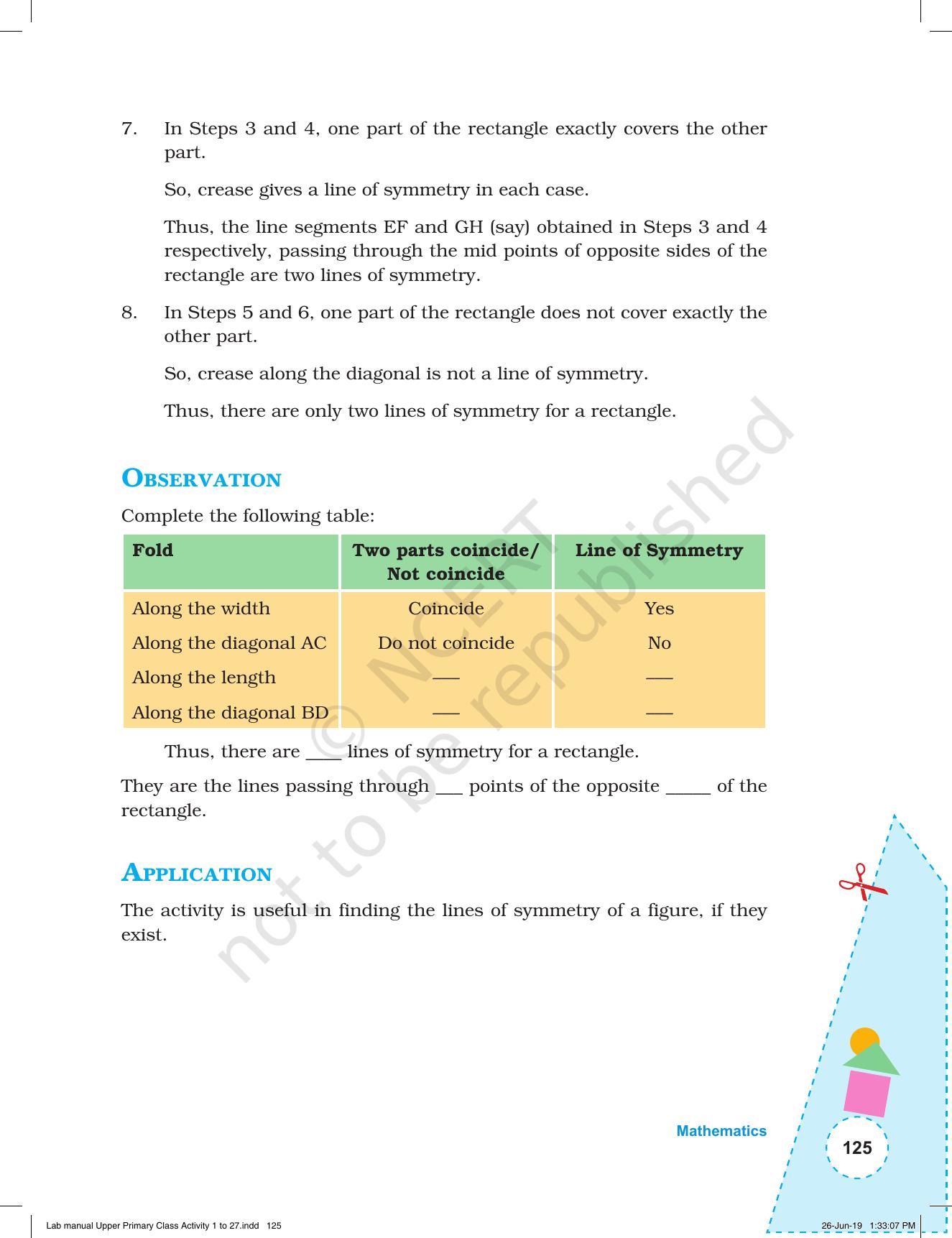 NCERT Laboratory Manuals for Class VI to VIII: Mathematics - Activities for VI to VIII (1- 27) - Page 63