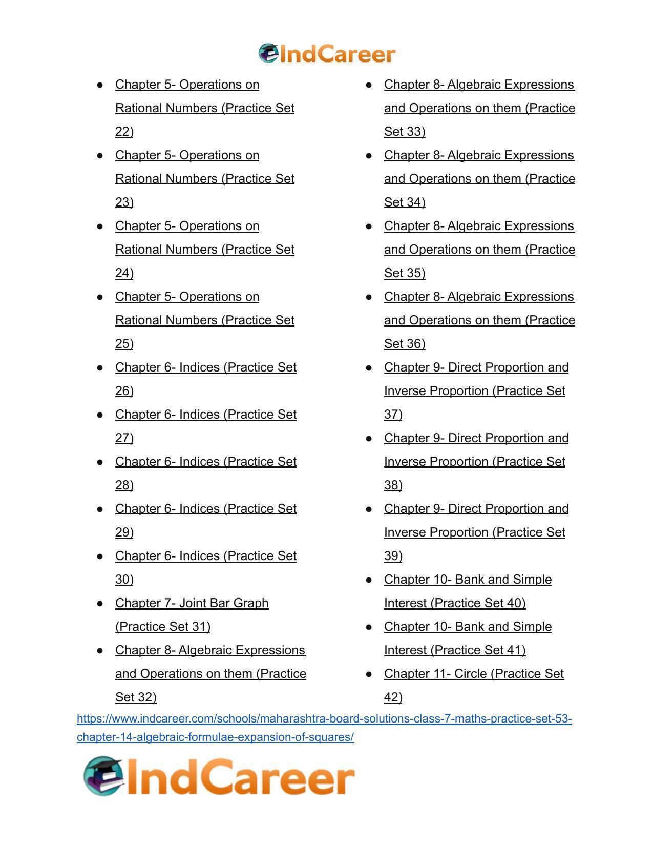 Maharashtra Board Solutions Class 7-Maths (Practice Set 53): Chapter 14- Algebraic Formulae - Expansion of Squares - Page 7