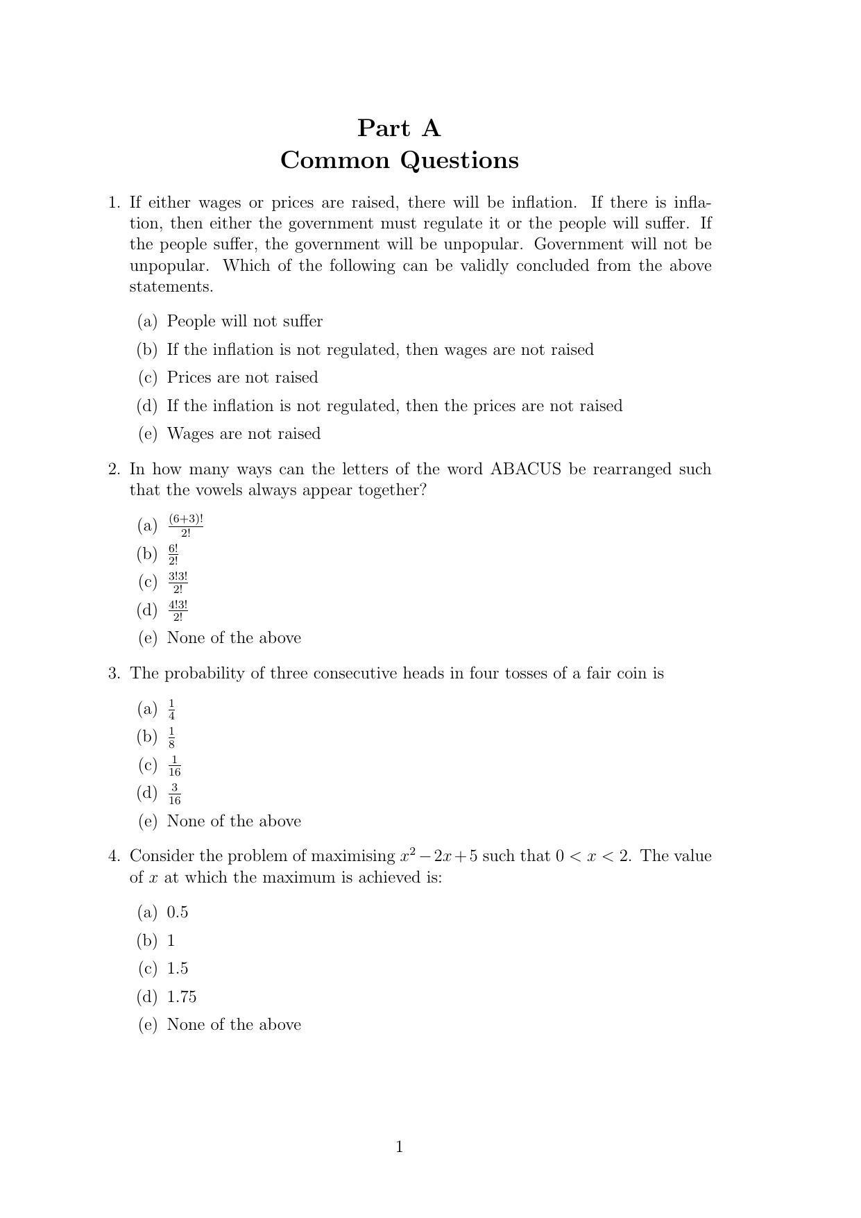 TIFR GS 2011 Computer & Systems Sciences Question Paper - Page 1
