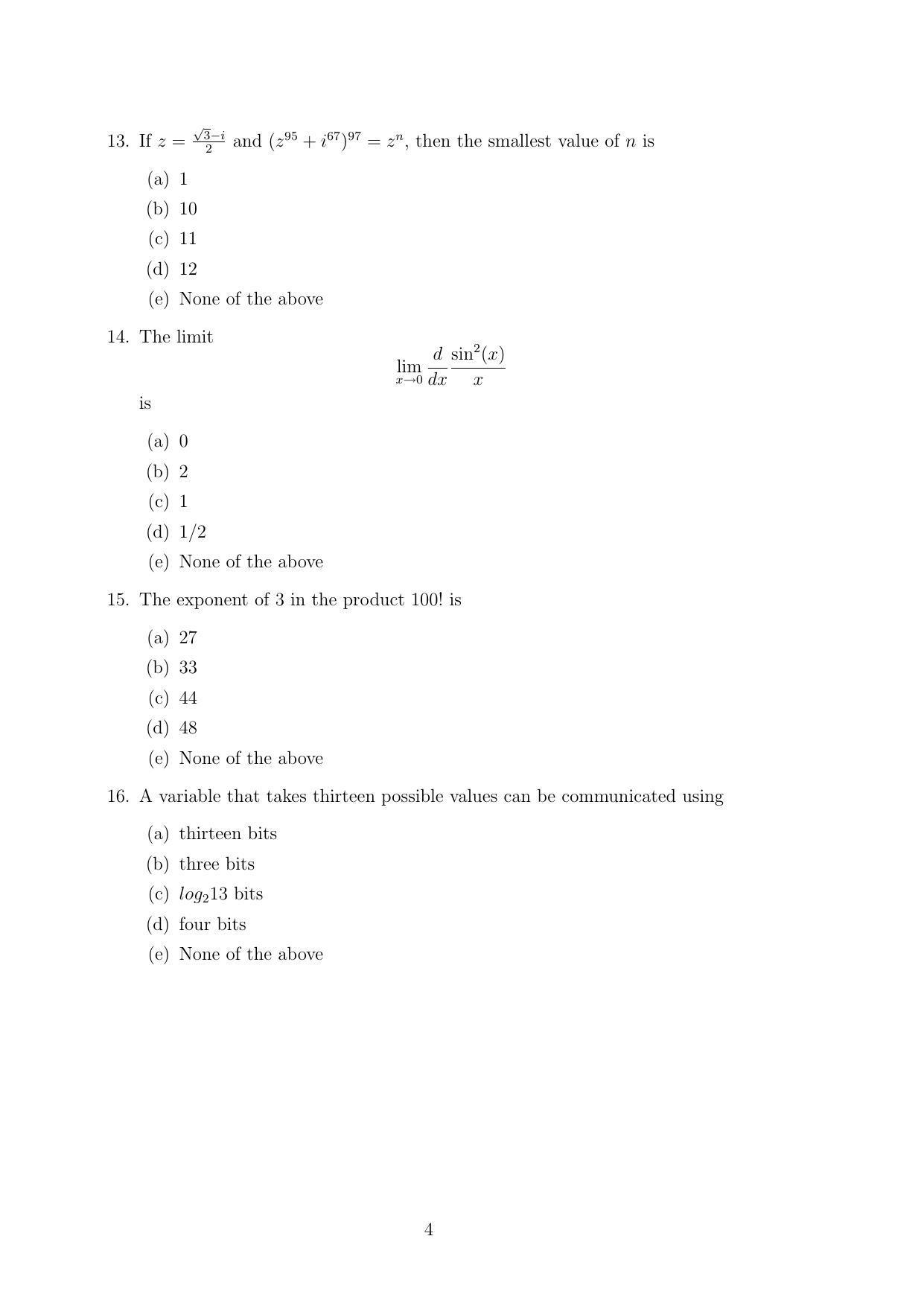 TIFR GS 2011 Computer & Systems Sciences Question Paper - Page 4