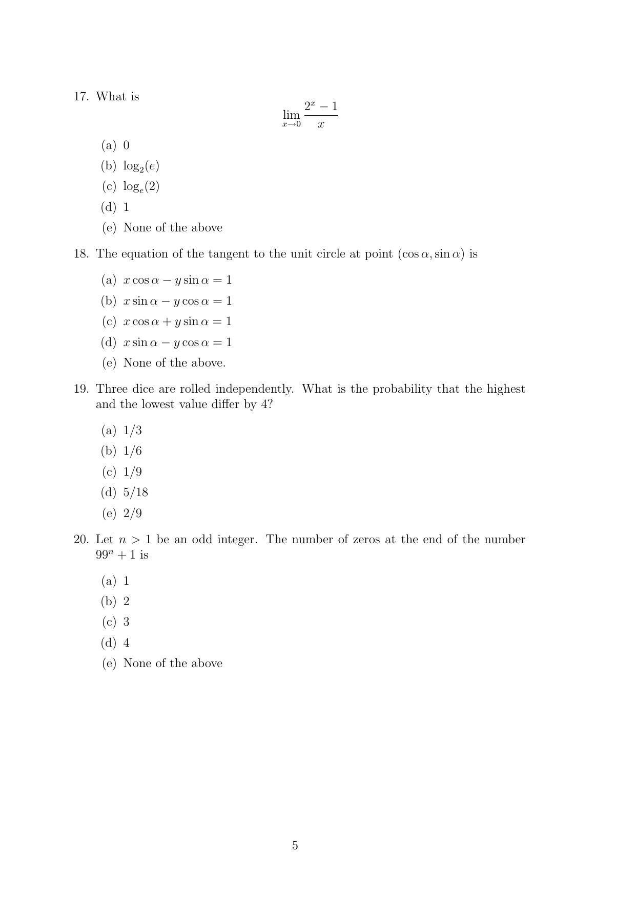 TIFR GS 2011 Computer & Systems Sciences Question Paper - Page 5