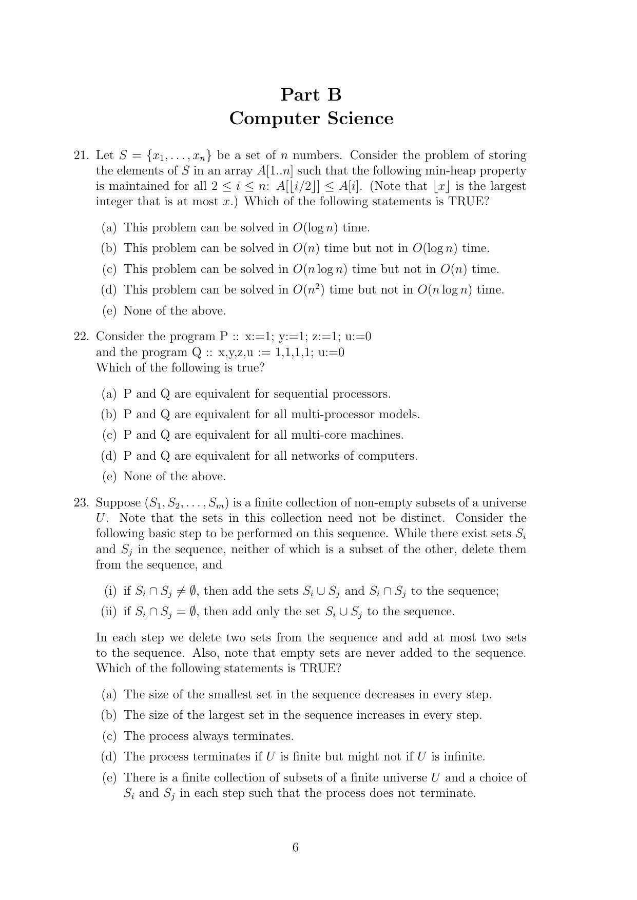 TIFR GS 2011 Computer & Systems Sciences Question Paper - Page 6