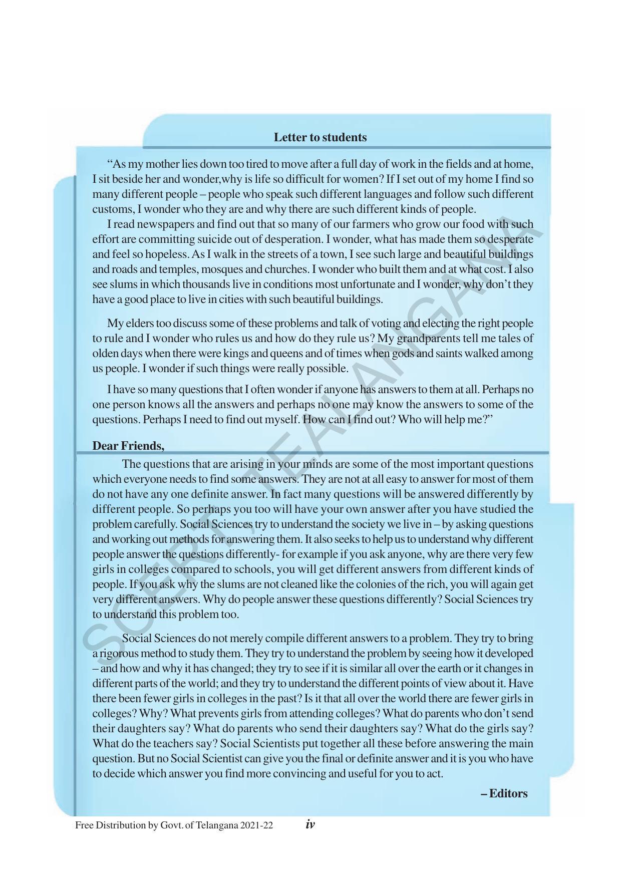 TS SCERT Class 7 Social Science (English Medium) Text Book - Page 6