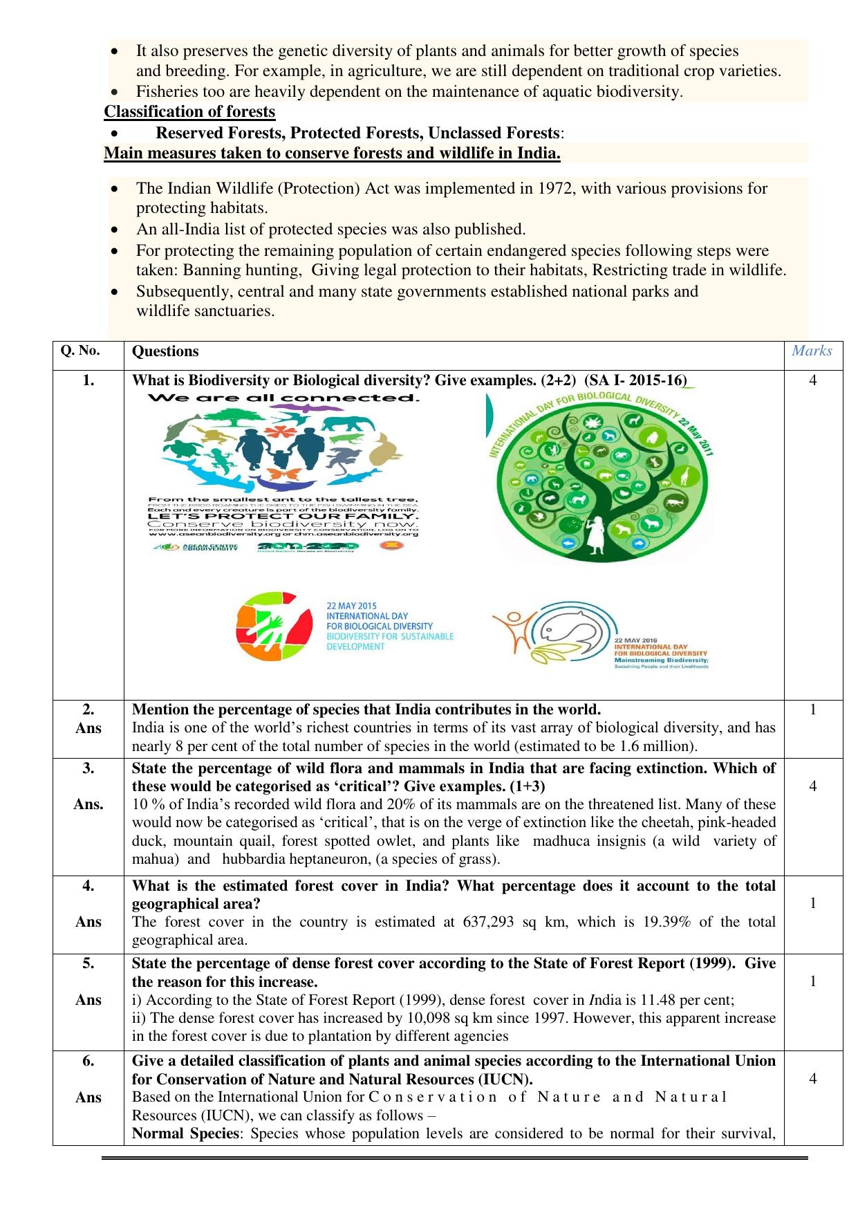 CBSE Worksheets for Class 10 Social Science Forest and Wildlife Resources Assignment - Page 2