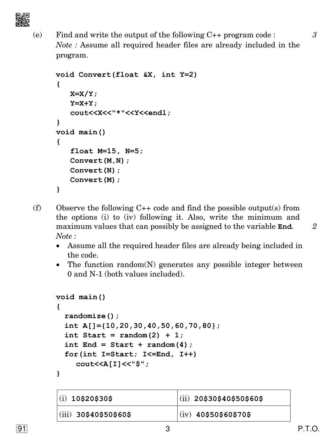CBSE Class 12 91 Computer Science 2019 Question Paper - Page 3