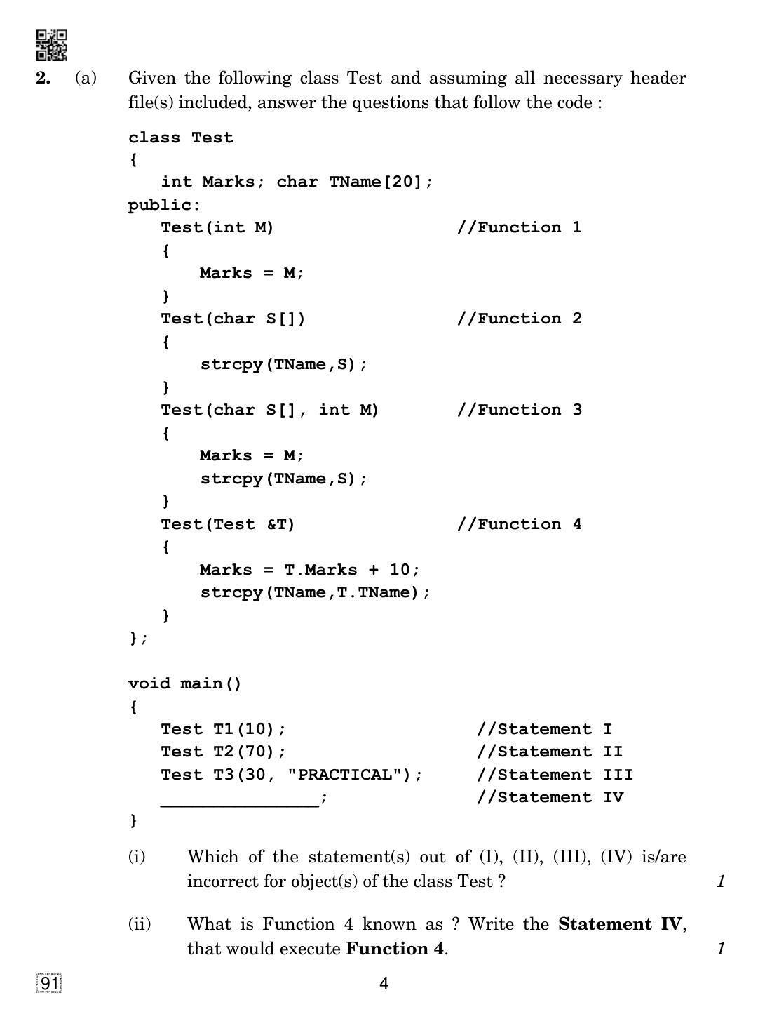 CBSE Class 12 91 Computer Science 2019 Question Paper - Page 4