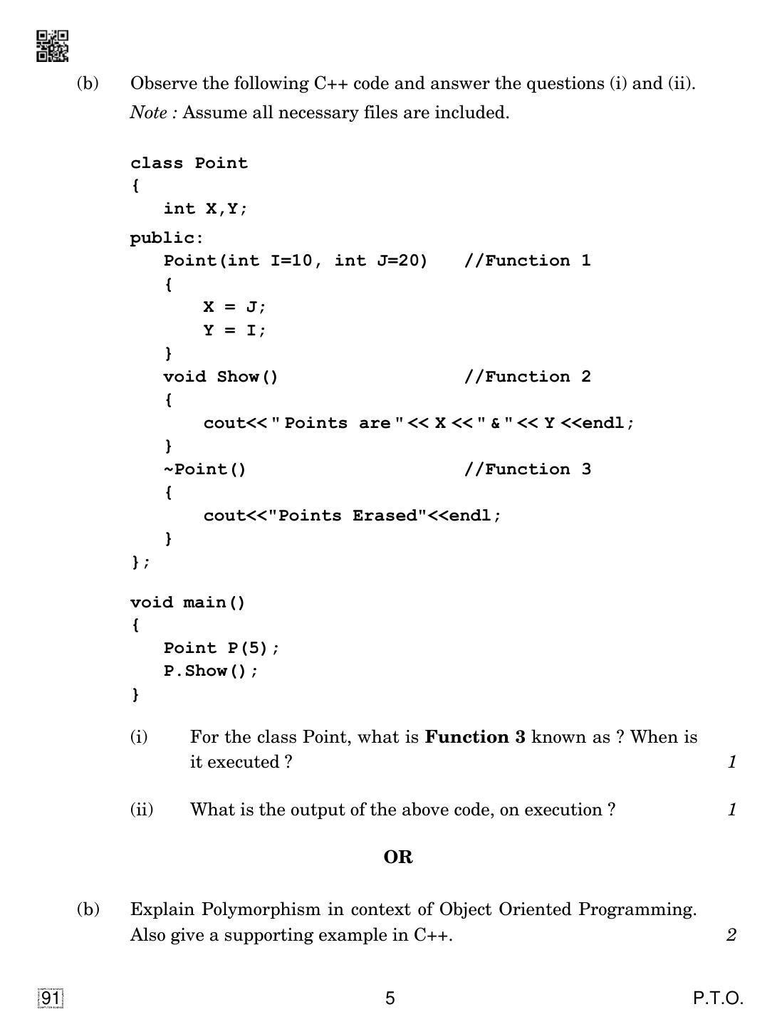 CBSE Class 12 91 Computer Science 2019 Question Paper - Page 5