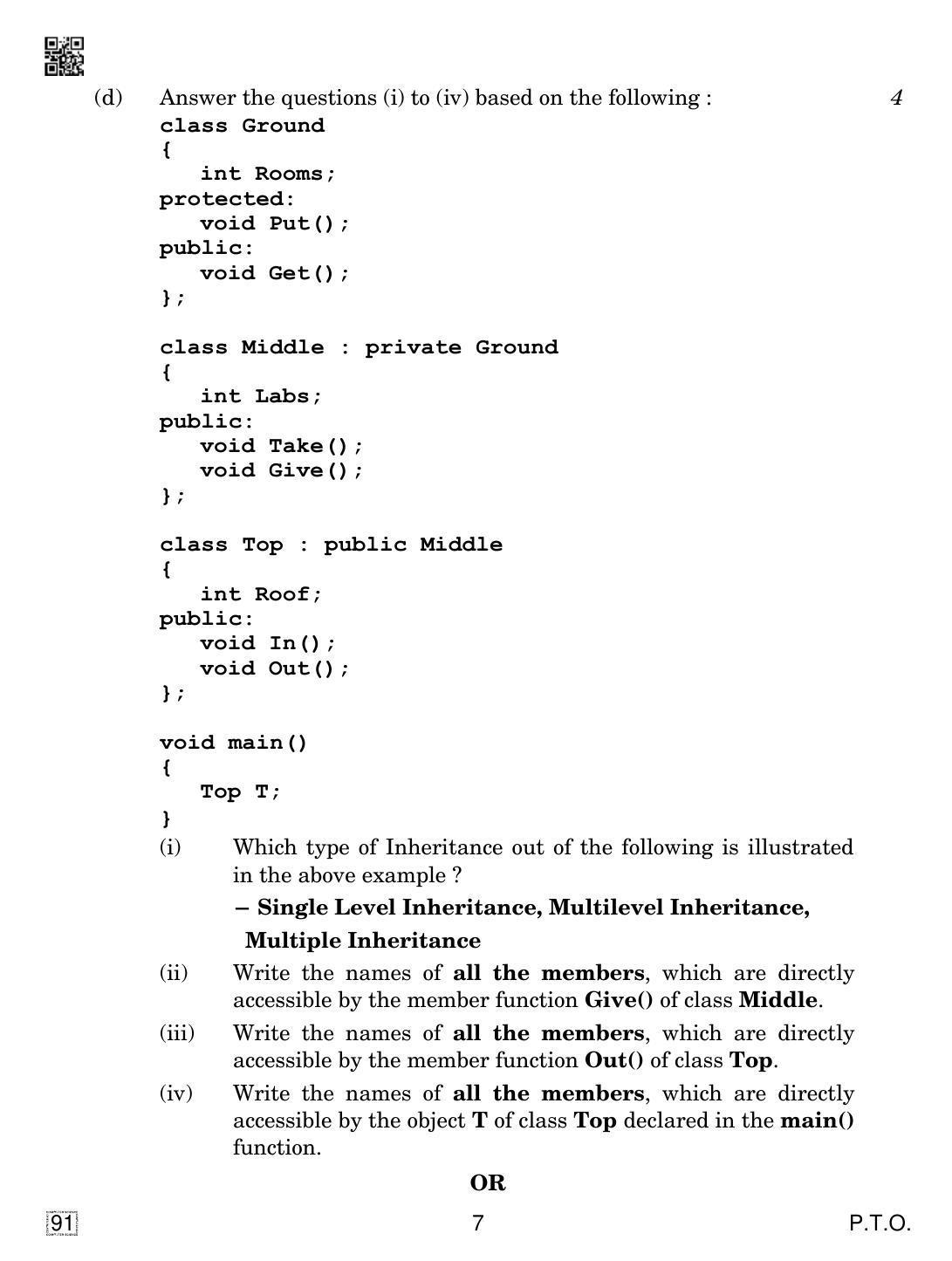 CBSE Class 12 91 Computer Science 2019 Question Paper - Page 7