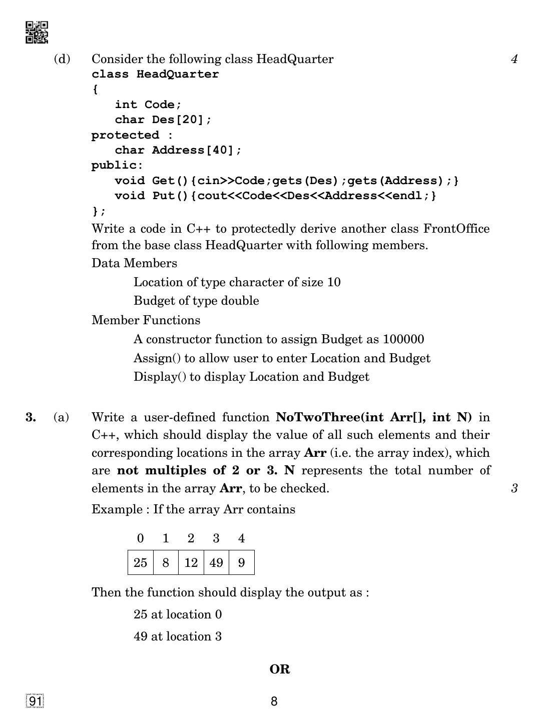 CBSE Class 12 91 Computer Science 2019 Question Paper - Page 8