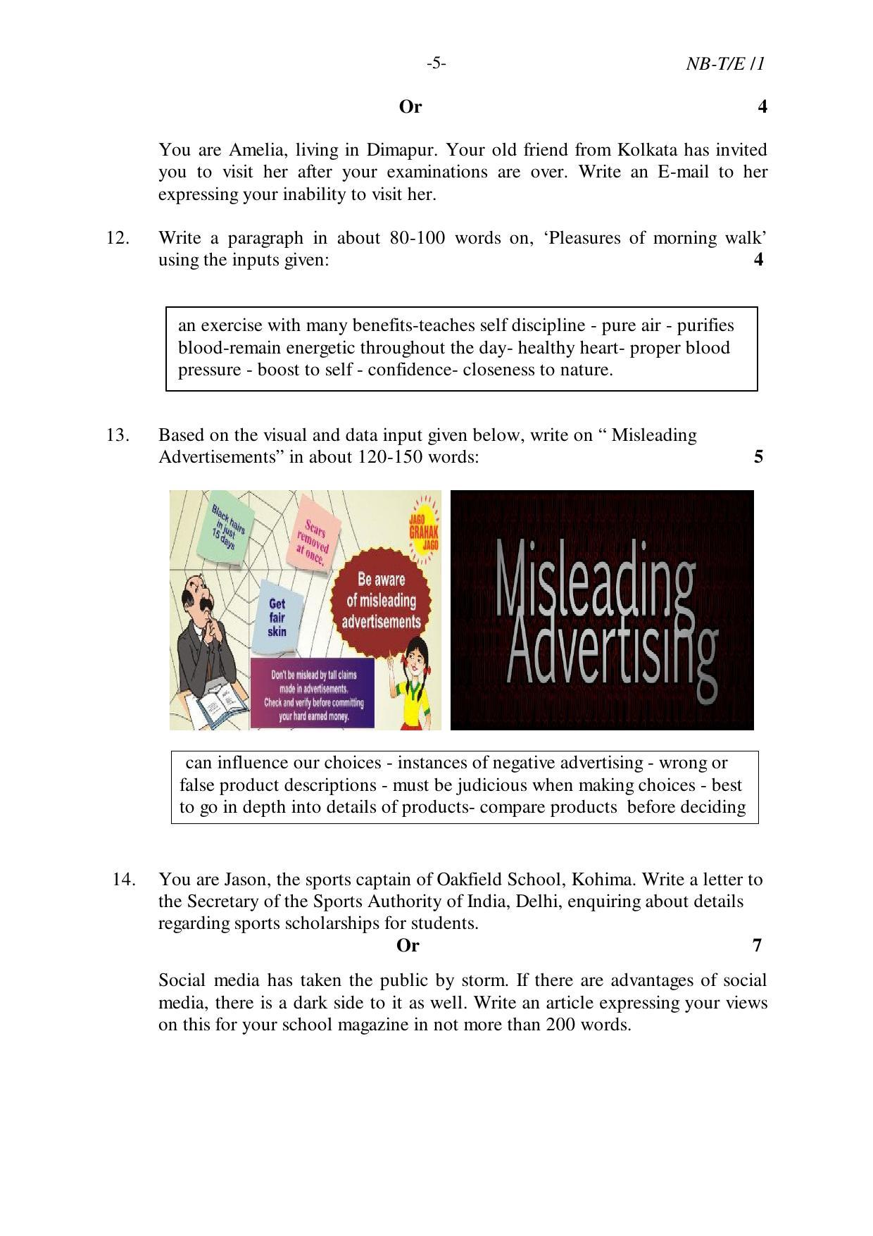 Nagaland Board Class 10 ENGLISH 2020 Question Paper - Page 5