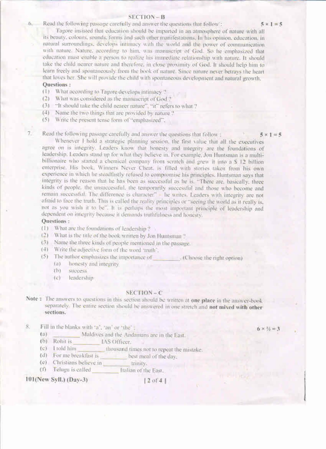 AP Inter 1st Year English-I (New) May-2019-General Question Paper - Page 2