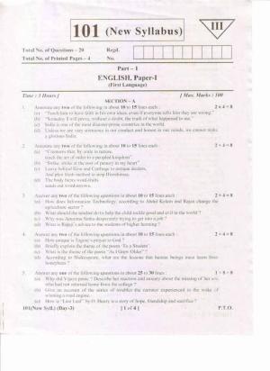 AP Inter 1st Year English-I (New) May-2019-General Question Paper