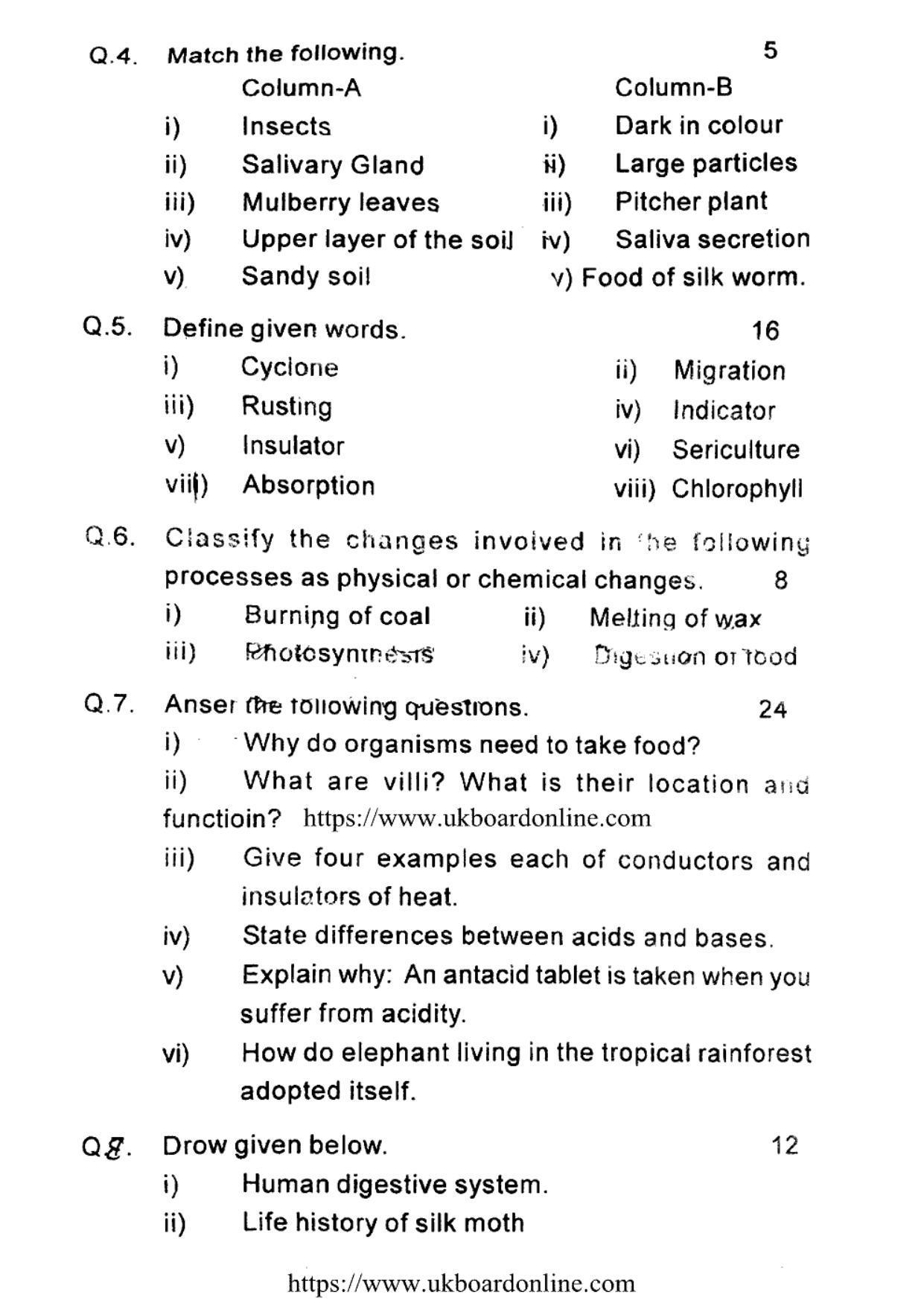 UBSE Class 7 HY SCIENCE 2021 Question Paper - Page 2