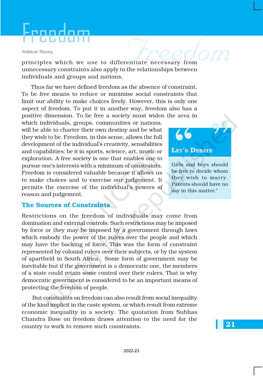 NCERT Book for Class 11 Political Science (Political Theory) Chapter 2 Freedom - Page 5