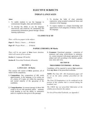 ISC Class XI & XII Indian Languages 2025 Syllabus