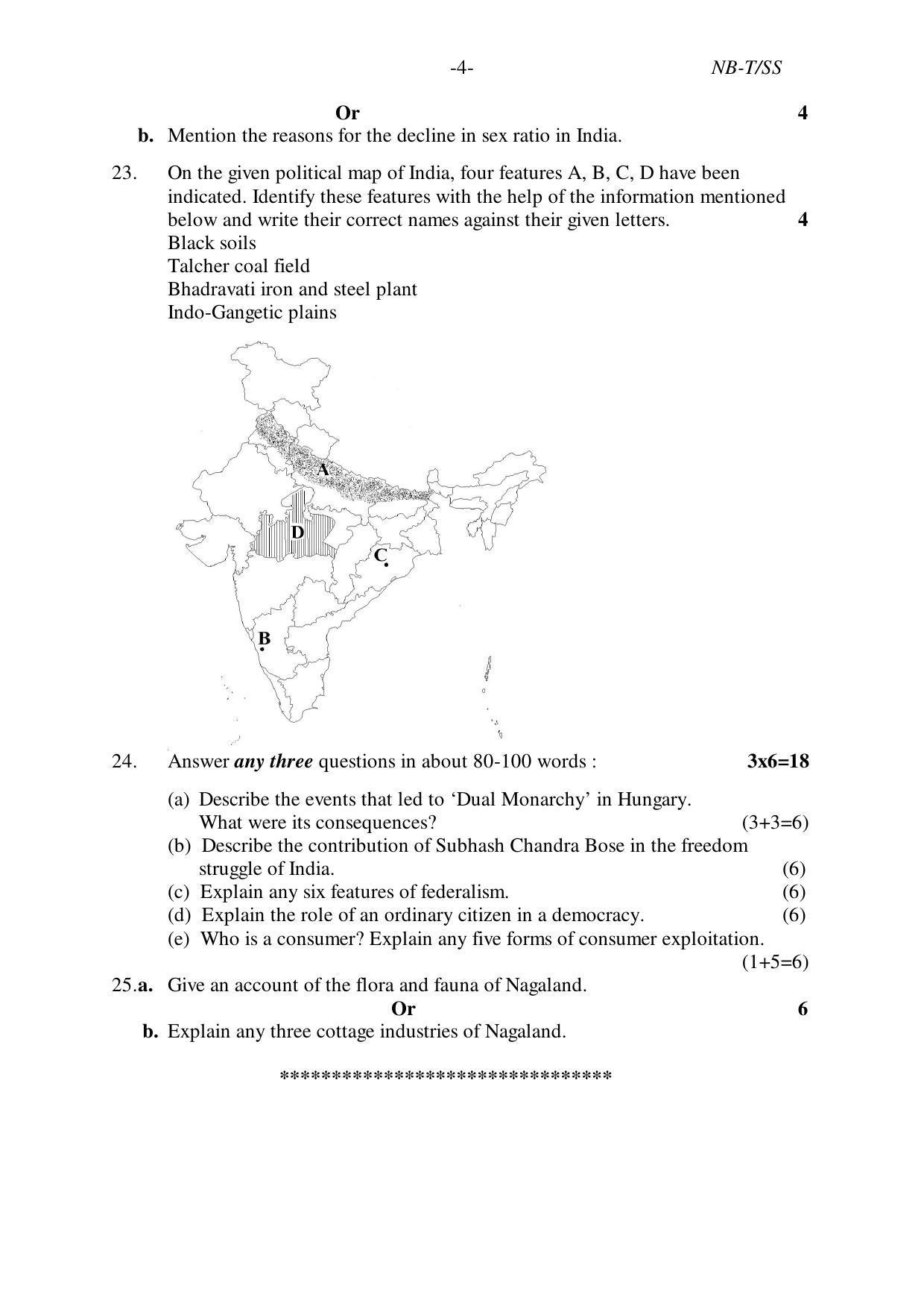 Nagaland Board Class 10 SOCIAL SCIENCES 2019 Question Paper - Page 4