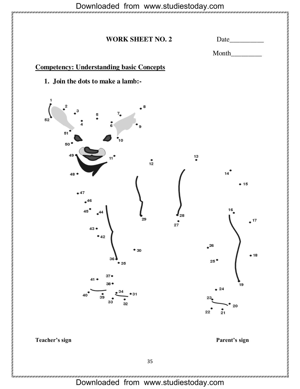 Worksheet for Class 1 Maths Numbers 21 to 50 Assignment 2 - Page 1