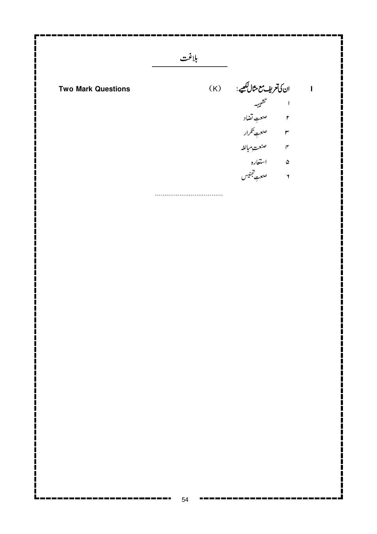 Karnataka 2nd PUC Question Bank for Urdu - Page 54