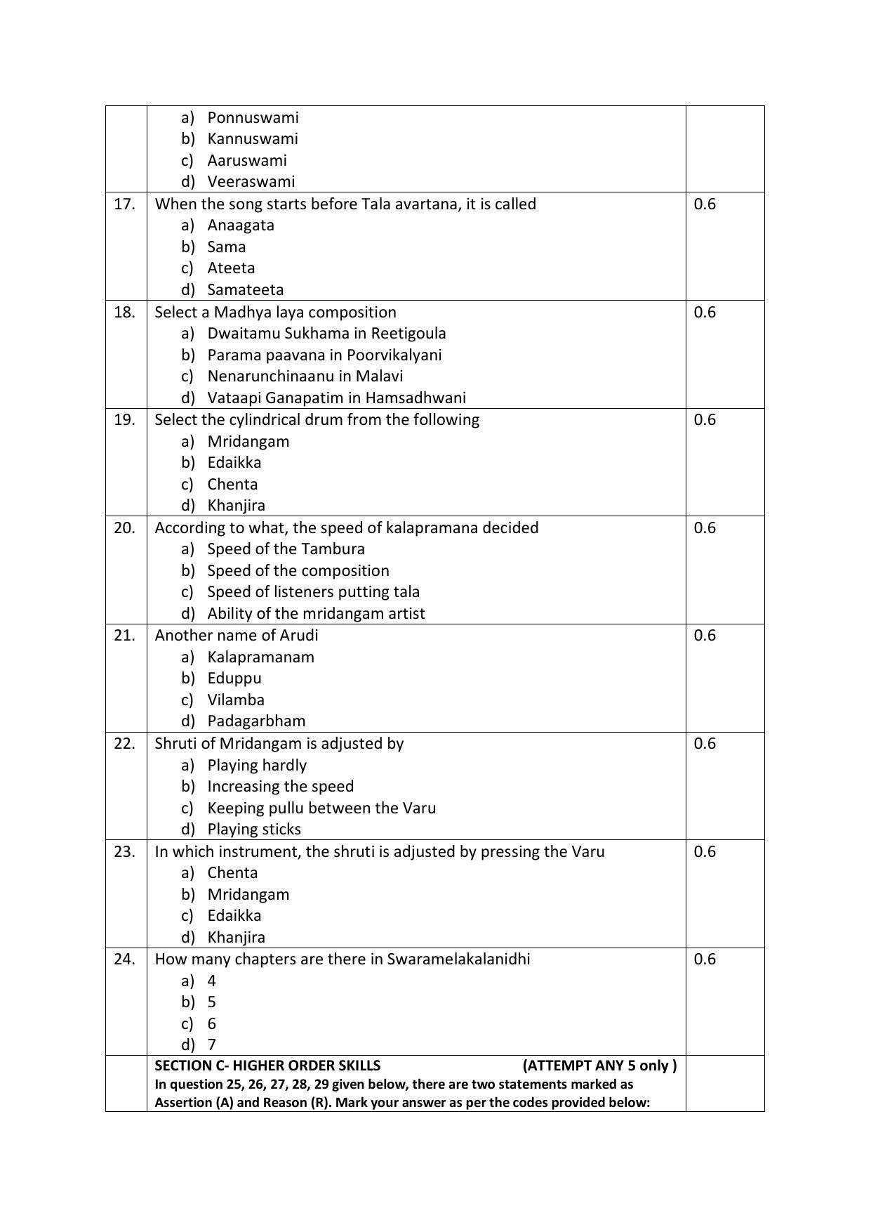CBSE Class 12th Carnatic Percussion Sample Question Paper 2021-22 - Page 3
