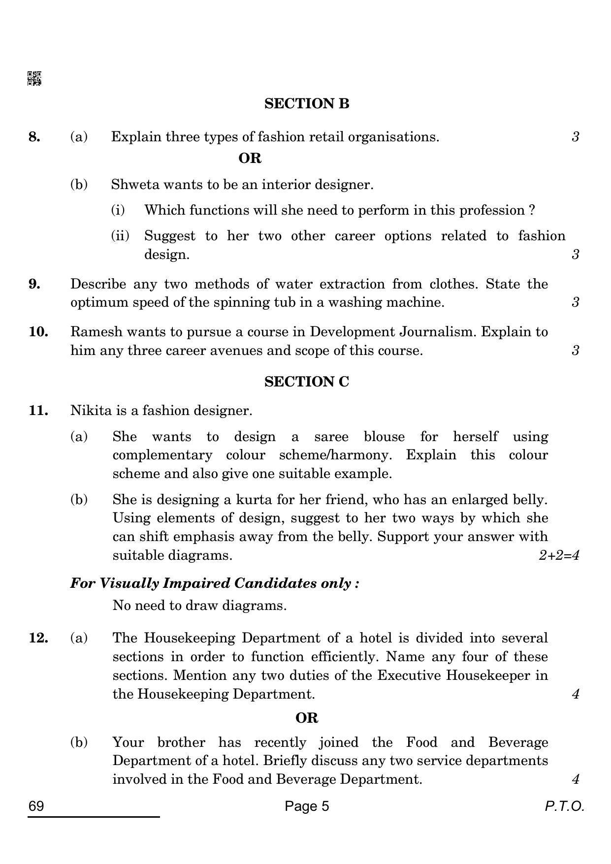 CBSE Class 12 69_Home Science 2022 Question Paper - Page 5