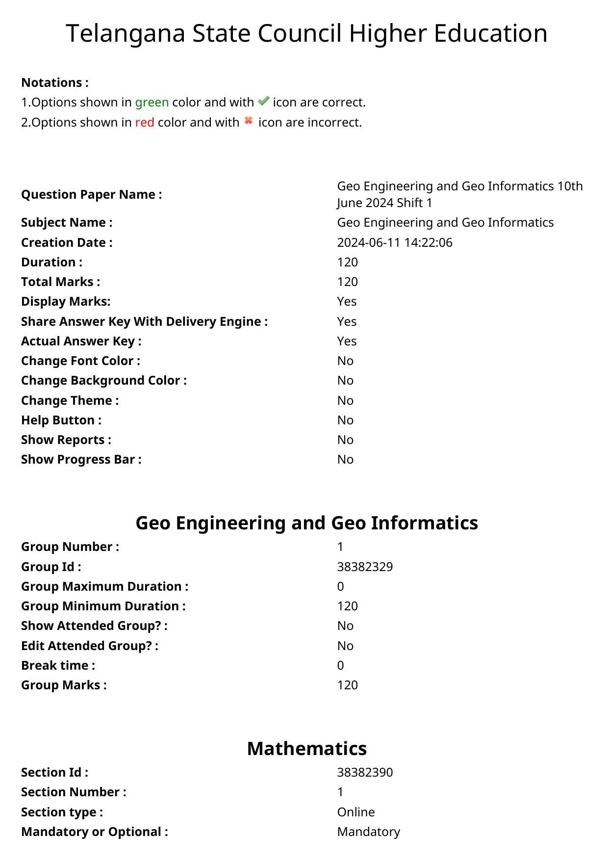 TS PGECET 2024: Geo Engineering & Geo Informatics Question Papers with Answer - Page 1