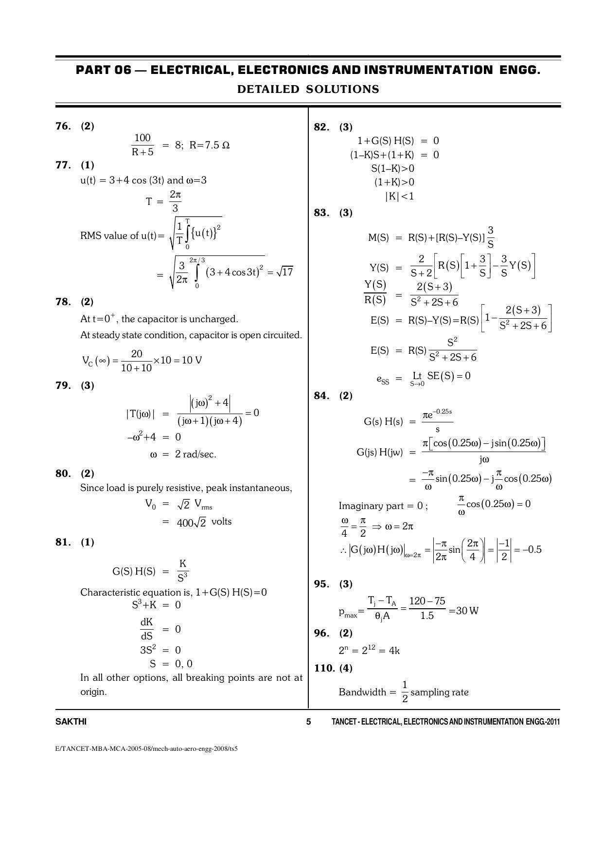 TANCET Electrical, Electronics and Instrumentation Engineering Question Papers 2011 - Page 5