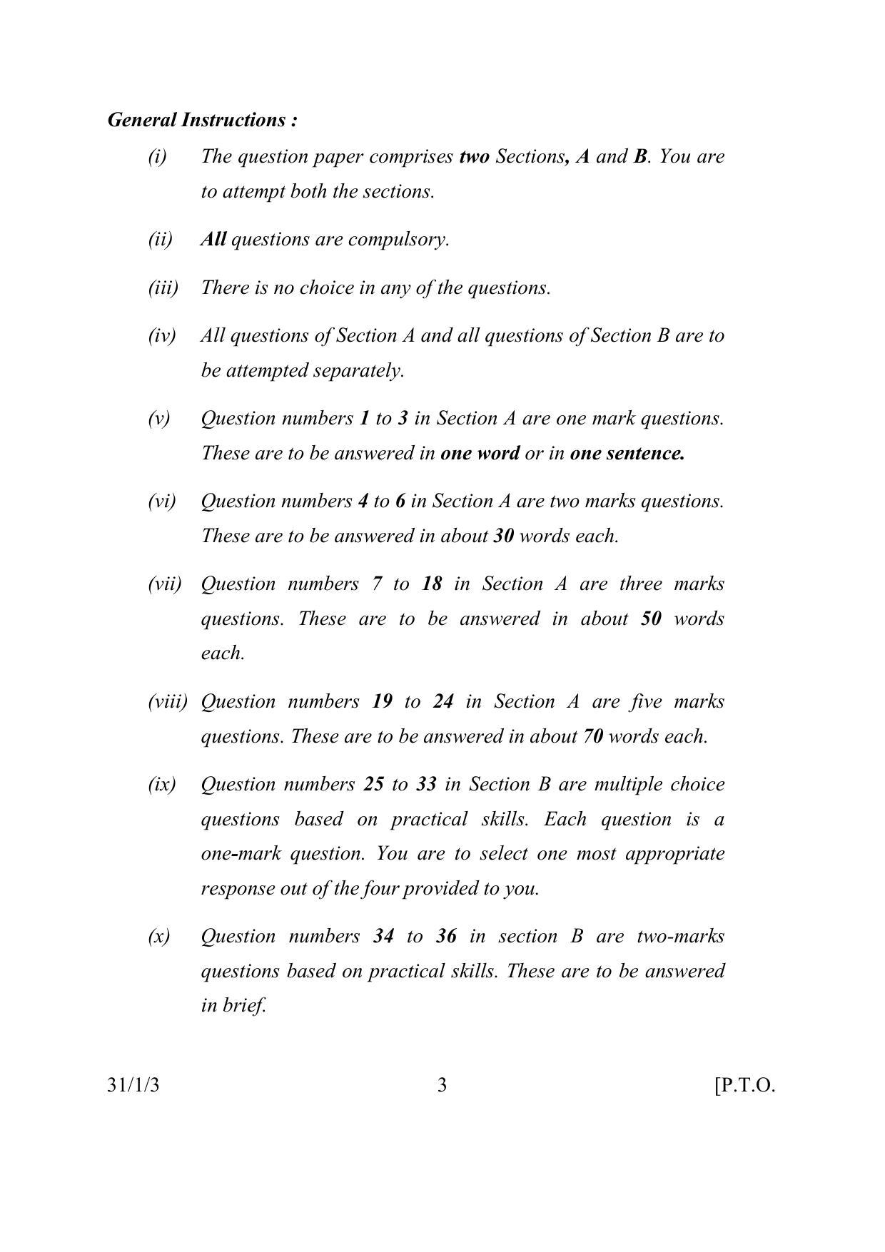 CBSE Class 10 31-1-3 SCIENCE 2016 Question Paper - Page 3