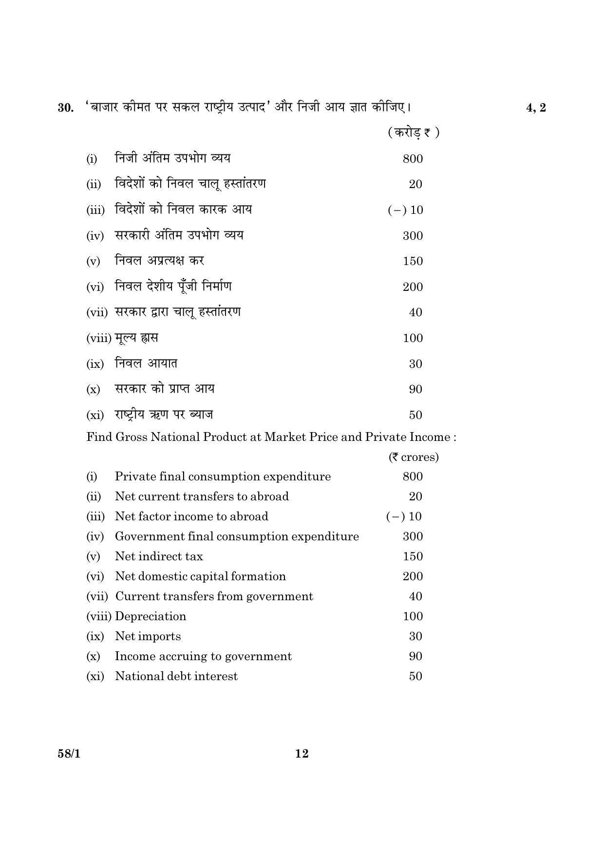 CBSE Class 12 058 Set 1 Economics 2016 Question Paper - Page 12