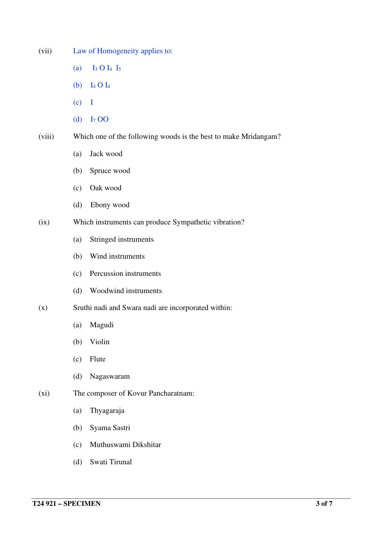 ICSE Class 10  2024 CARNATIC MUSIC Sample Paper - Page 3