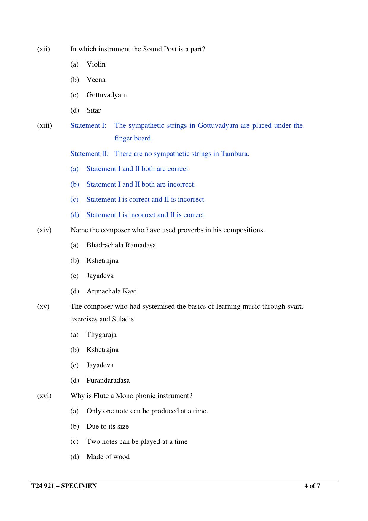 ICSE Class 10  2024 CARNATIC MUSIC Sample Paper - Page 4