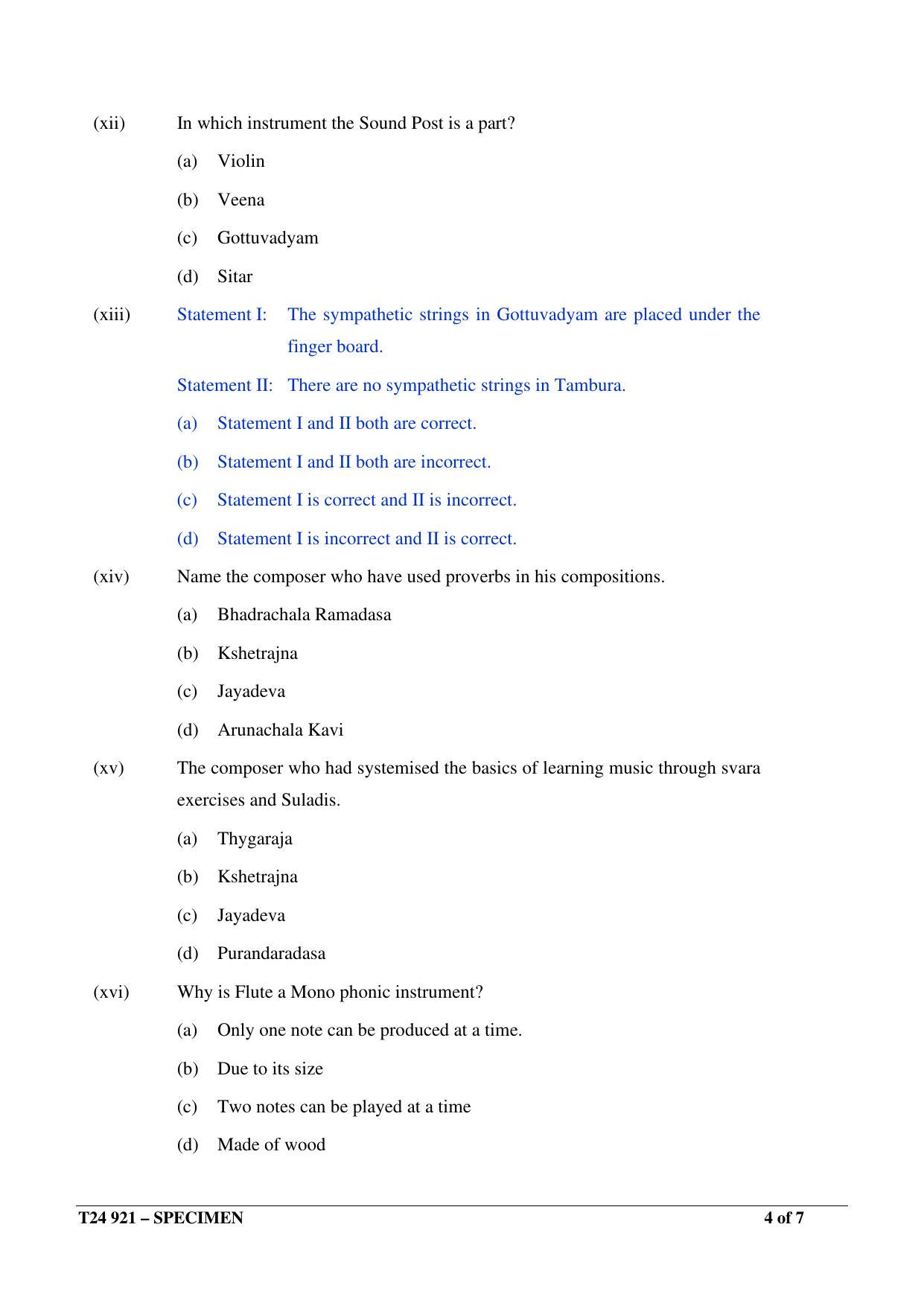 ICSE Class 10 2024 CARNATIC MUSIC Sample Paper - Page 4