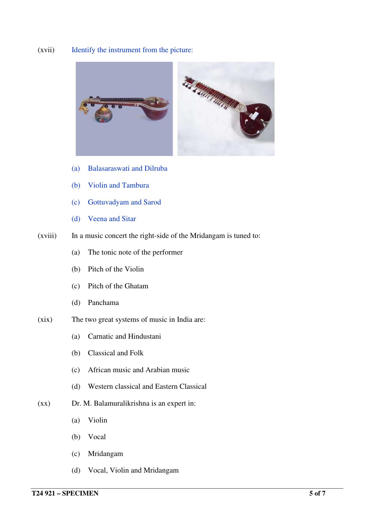 ICSE Class 10  2024 CARNATIC MUSIC Sample Paper - Page 5