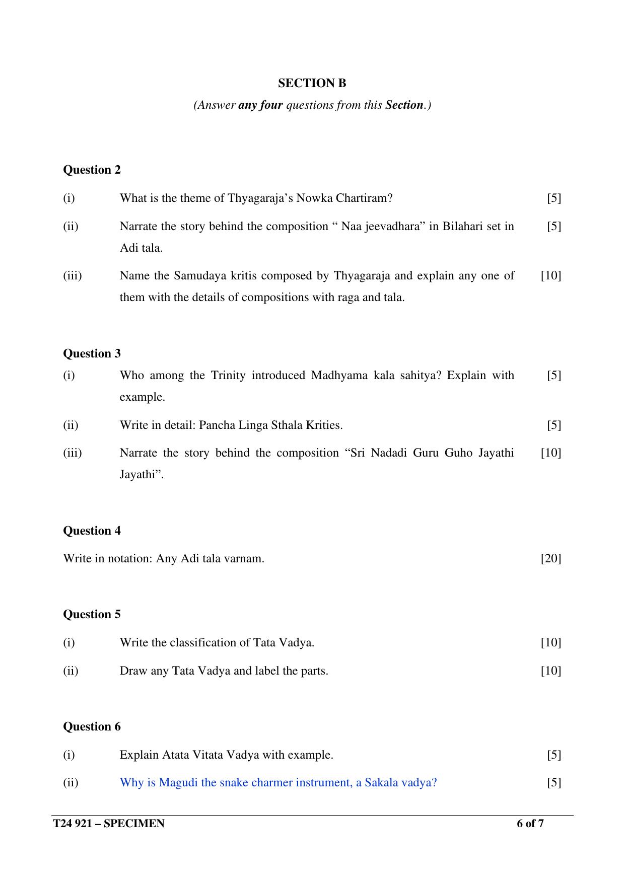 ICSE Class 10  2024 CARNATIC MUSIC Sample Paper - Page 6
