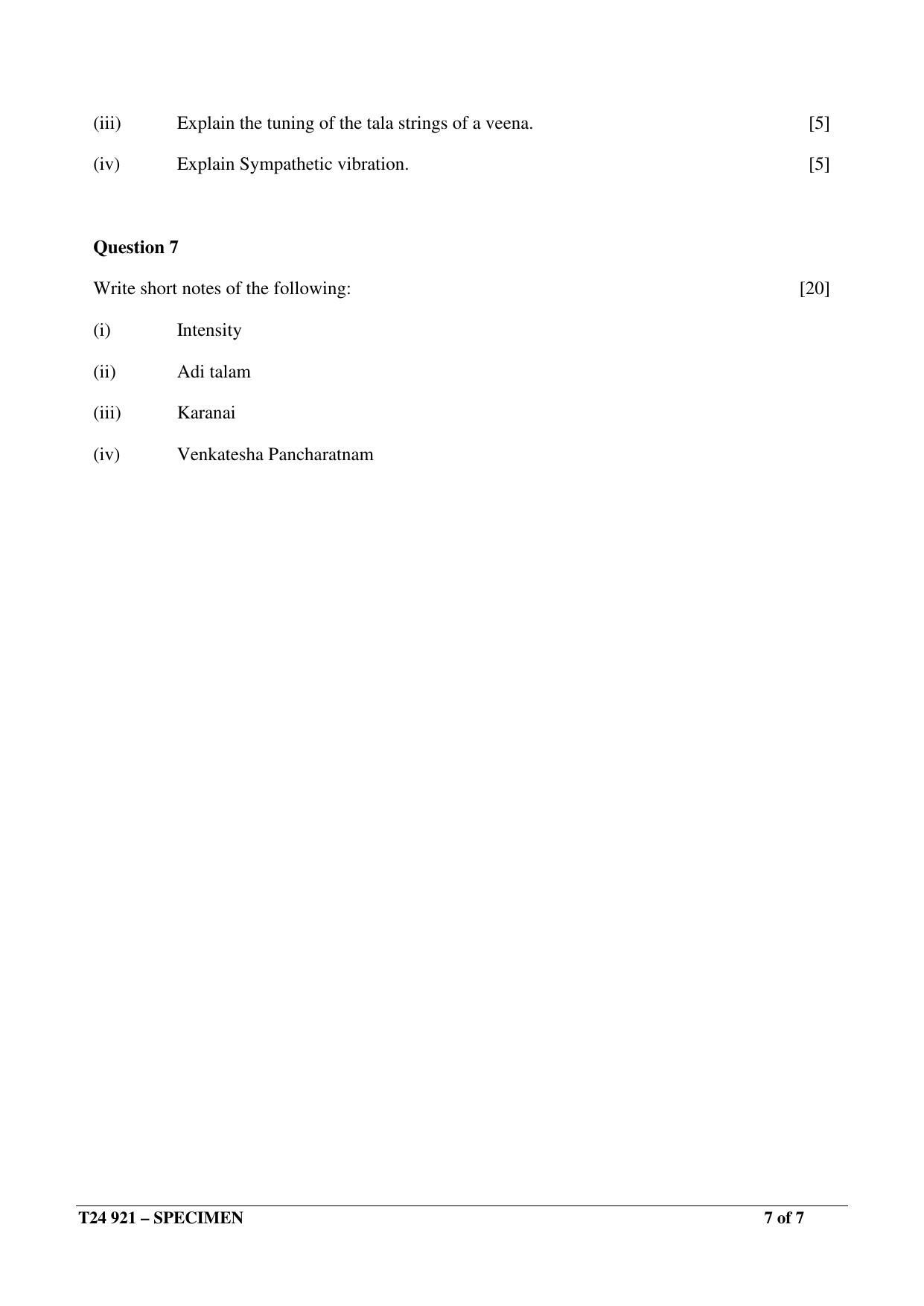 ICSE Class 10  2024 CARNATIC MUSIC Sample Paper - Page 7