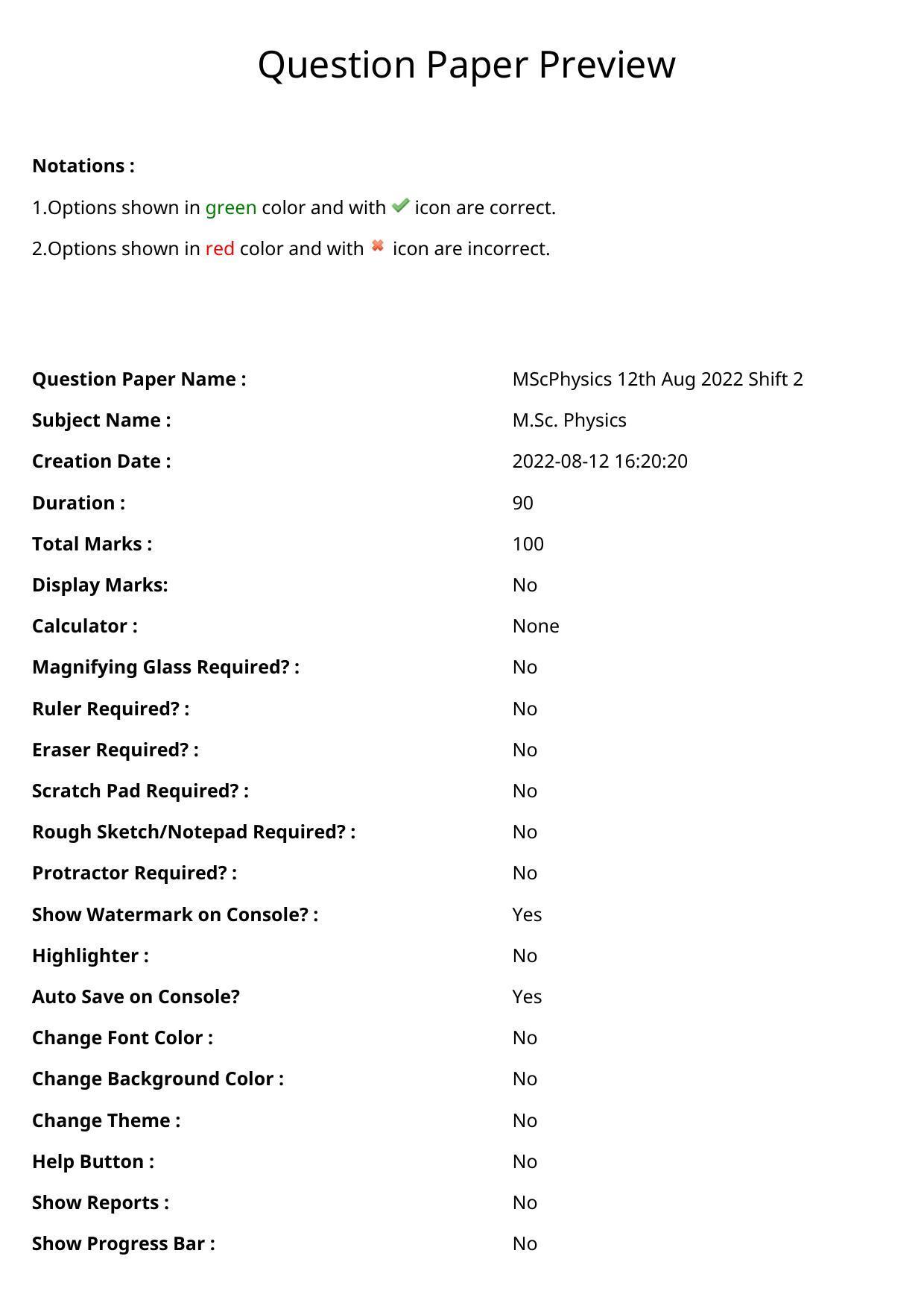 TS CPGET 2022 M.Sc Physics Question Paper with Answer Key - Page 1