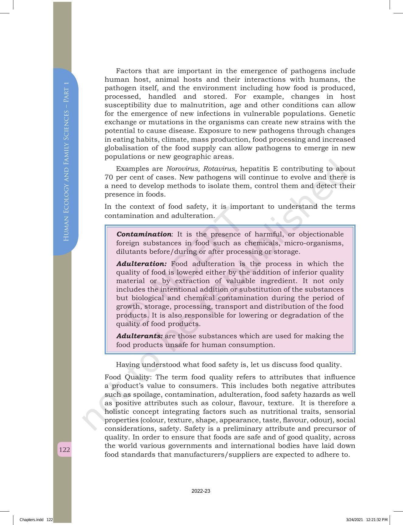 NCERT Book for Class 12 Home Science (Part -I) Chapter 6 Food Quality and Food Safety - Page 8