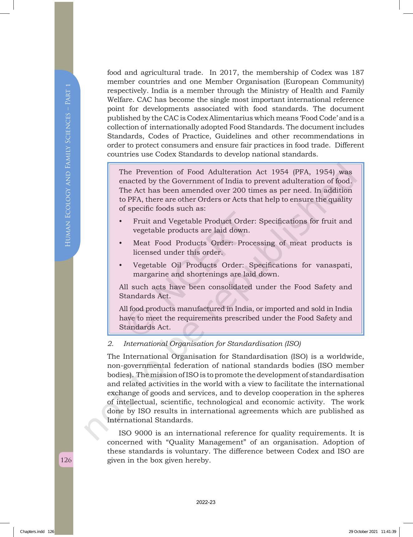 NCERT Book for Class 12 Home Science (Part -I) Chapter 6 Food Quality and Food Safety - Page 12