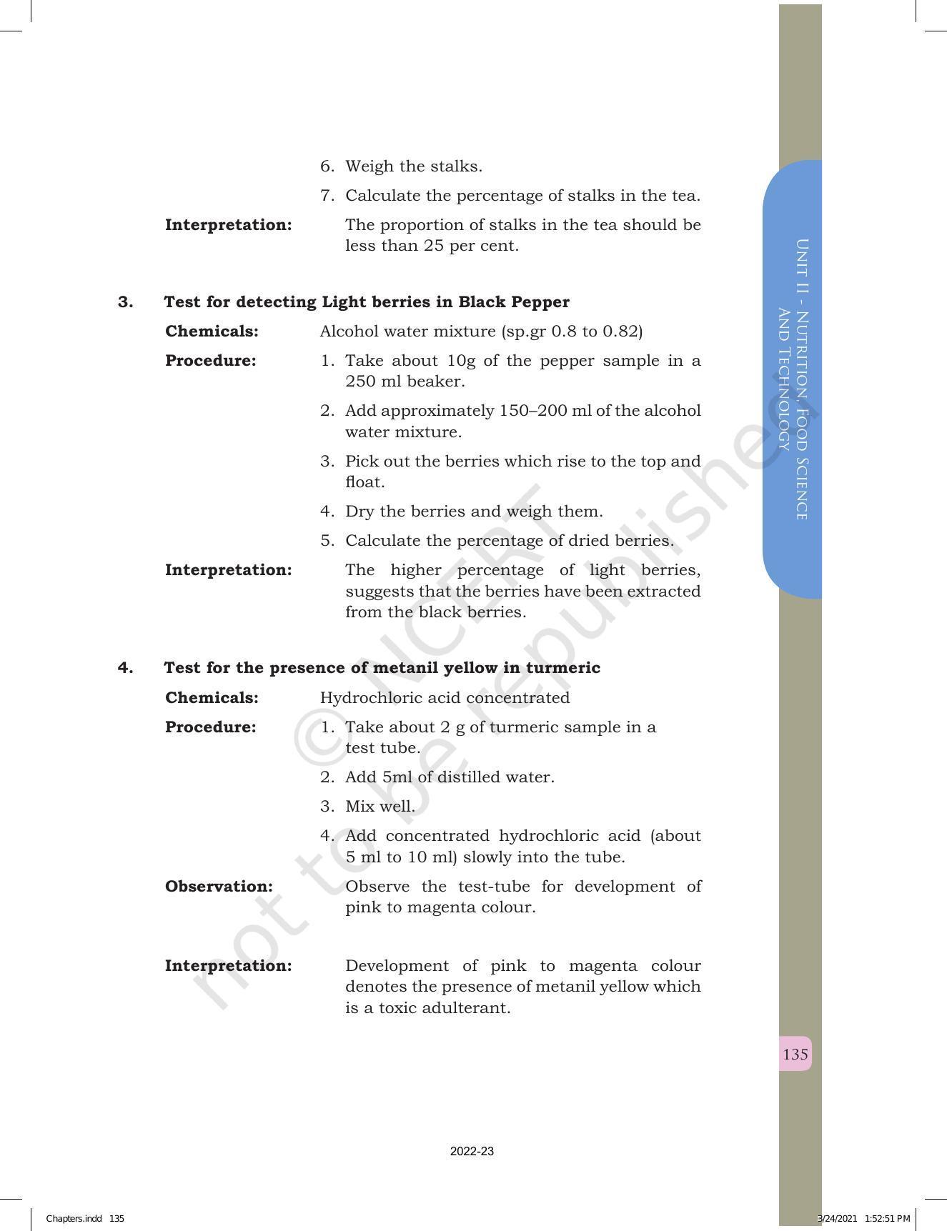 NCERT Book for Class 12 Home Science (Part -I) Chapter 6 Food Quality and Food Safety - Page 21
