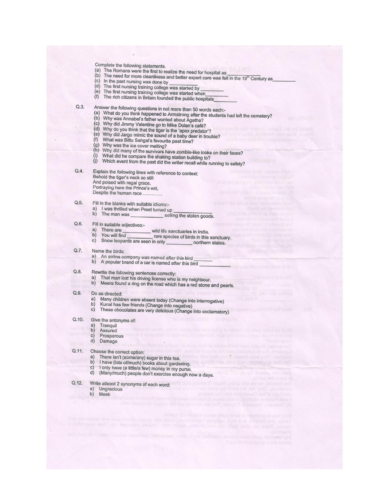 CBSE Class 8 English Worksheet Poem Passage Assignment - Page 2