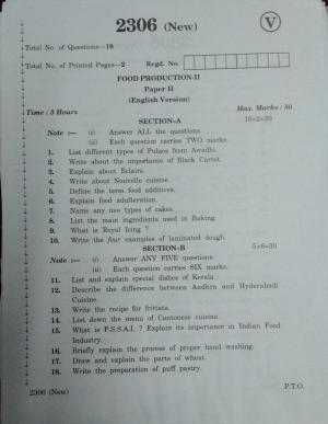AP Inter 2nd Year Vocational Question Paper March - 2020 - Food Production - II (new)
