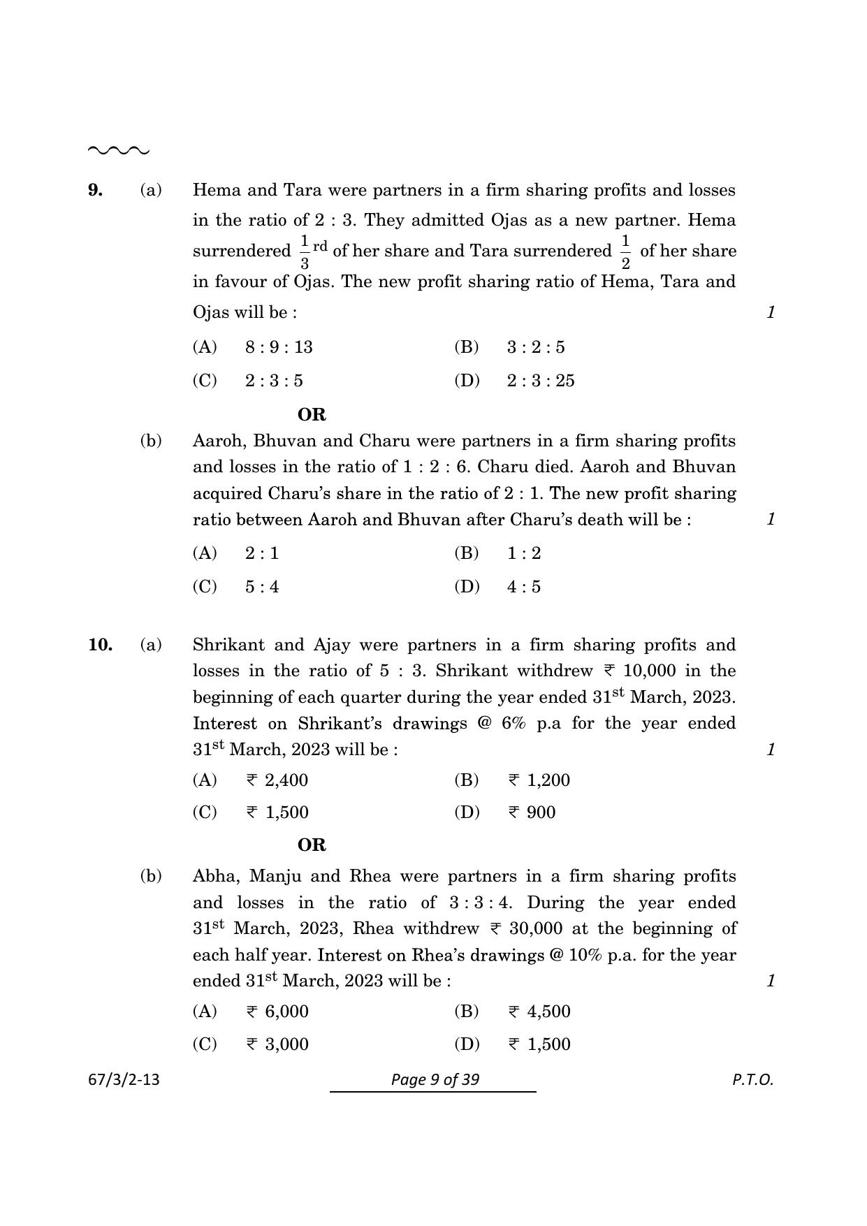 CBSE Class 12 67-3-2 Accountancy 2024 Question Paper - Page 9