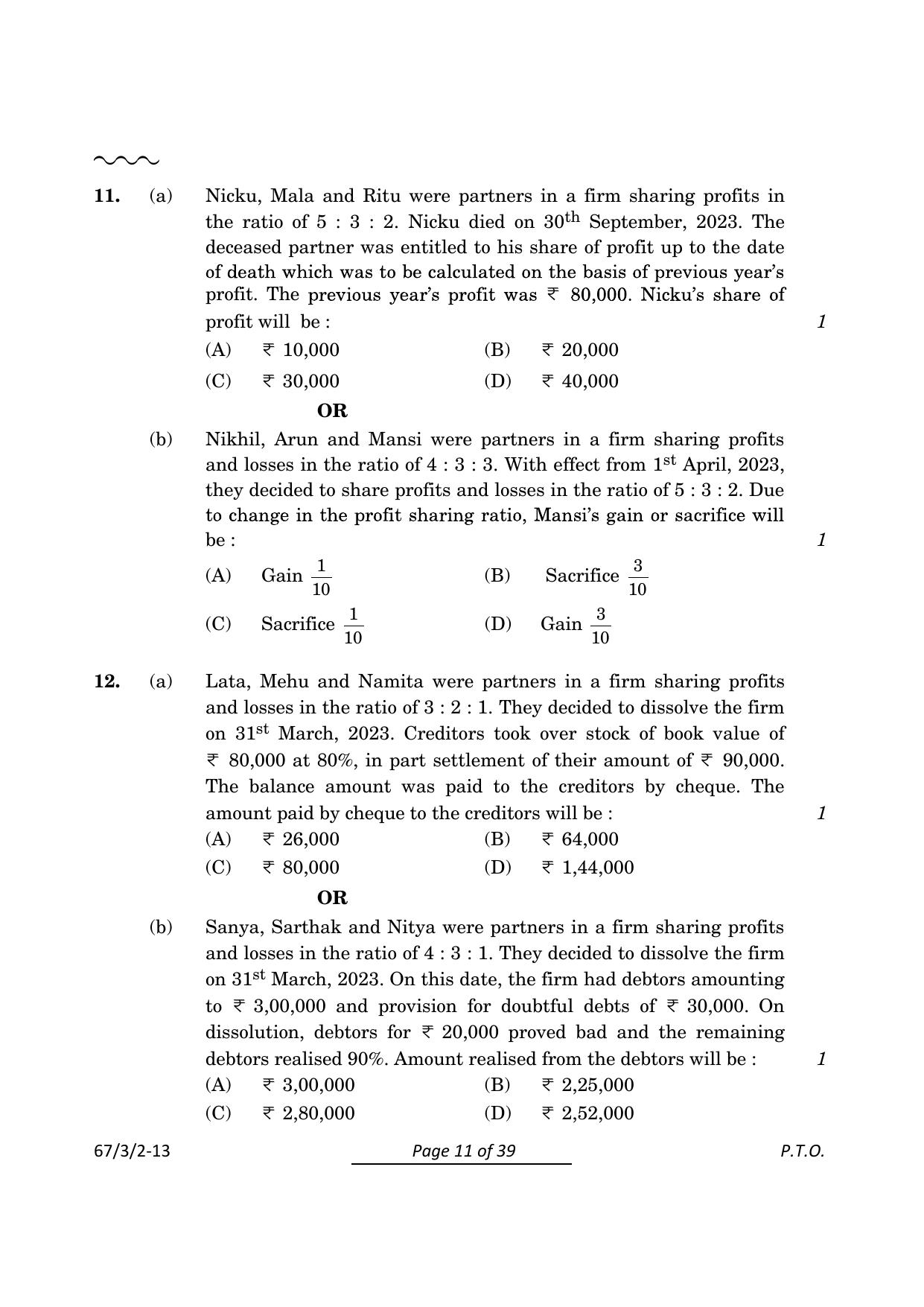 CBSE Class 12 67-3-2 Accountancy 2024 Question Paper - Page 11