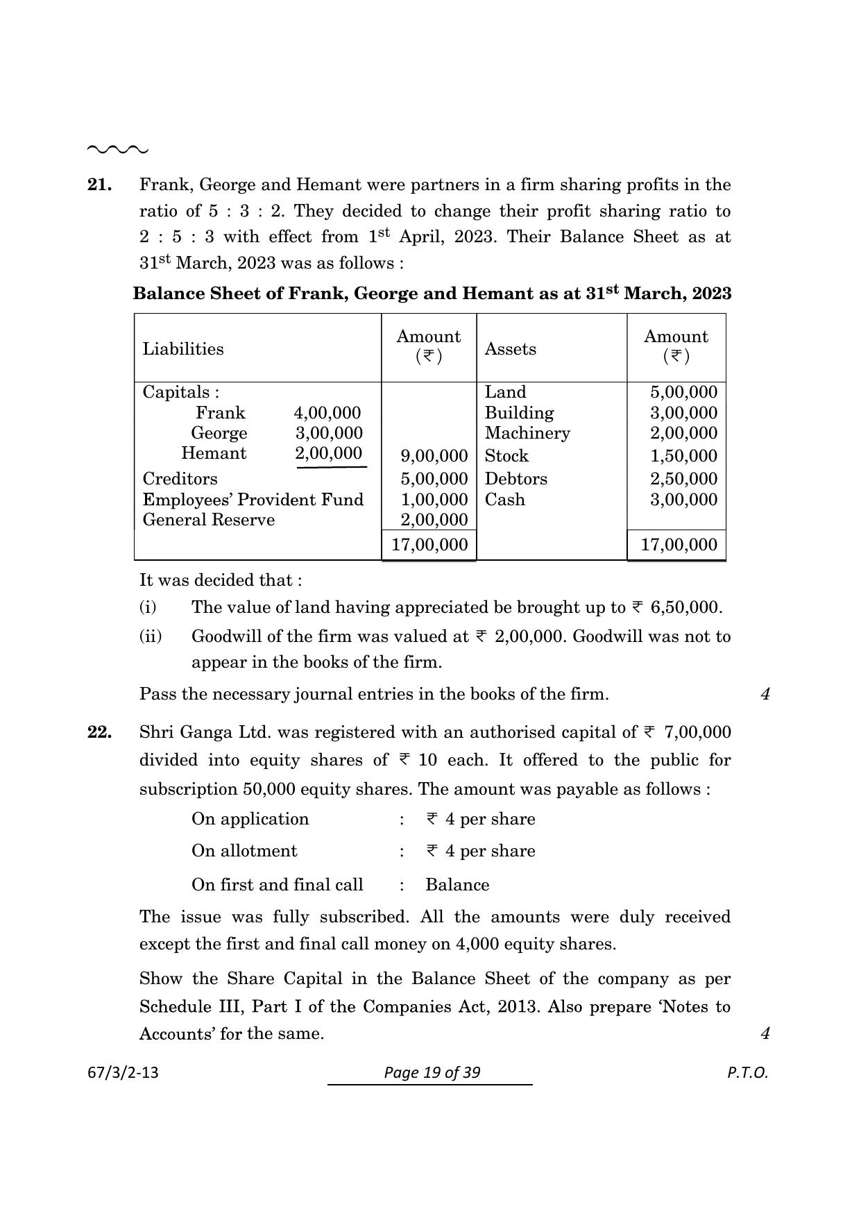 CBSE Class 12 67-3-2 Accountancy 2024 Question Paper - Page 19