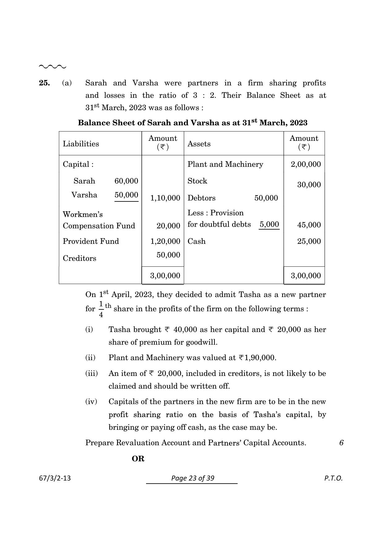 CBSE Class 12 67-3-2 Accountancy 2024 Question Paper - Page 23
