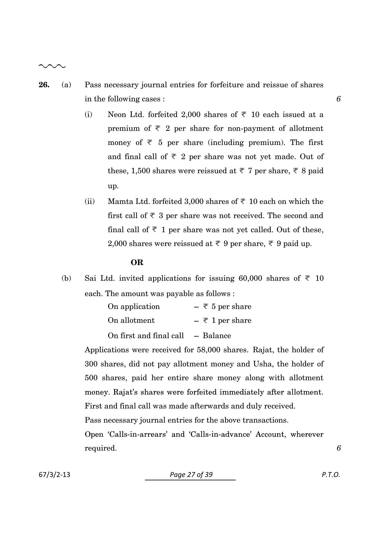 CBSE Class 12 67-3-2 Accountancy 2024 Question Paper - Page 27