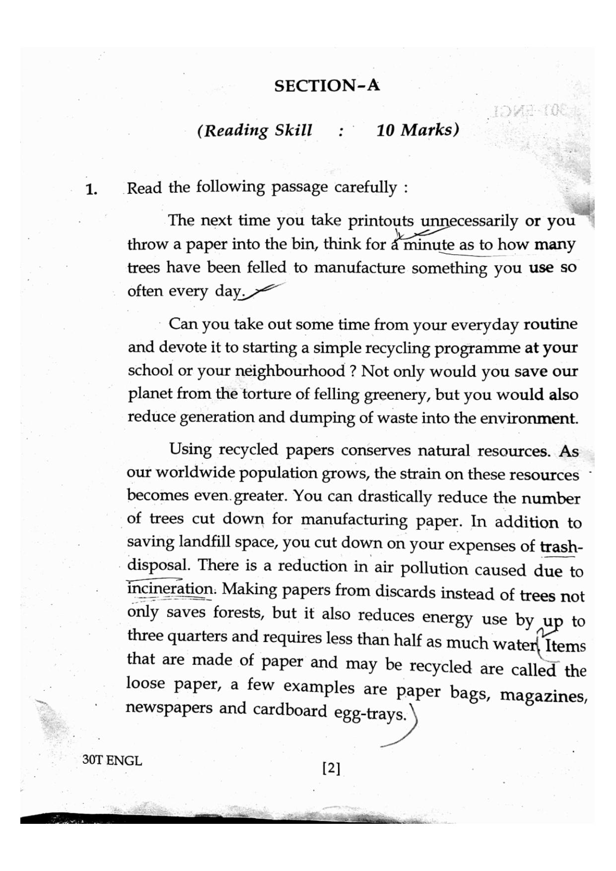 Assam HS 2nd Year English 2020 Question Paper - Page 2